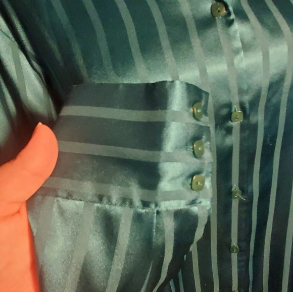 Covington Green Pinstripe Button Down Collared Blouse - Picture 5 of 6